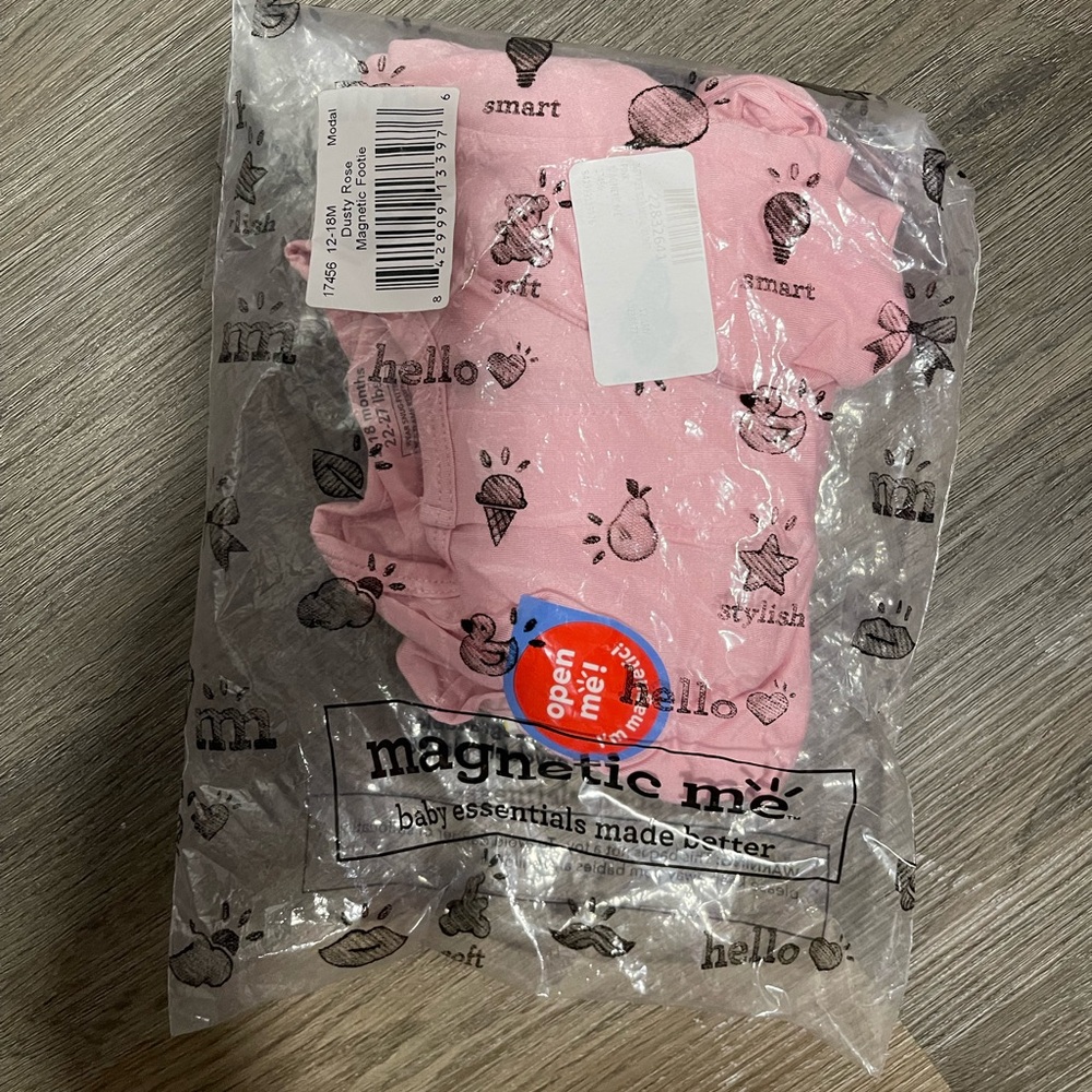 Dusty Rose Magnetic Me Footie. 12-18 mo nwt never opened